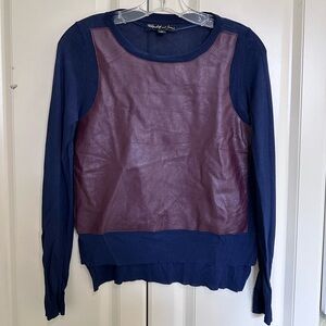 Elizabeth and James Lamb Leather Crewneck Sweater Size S